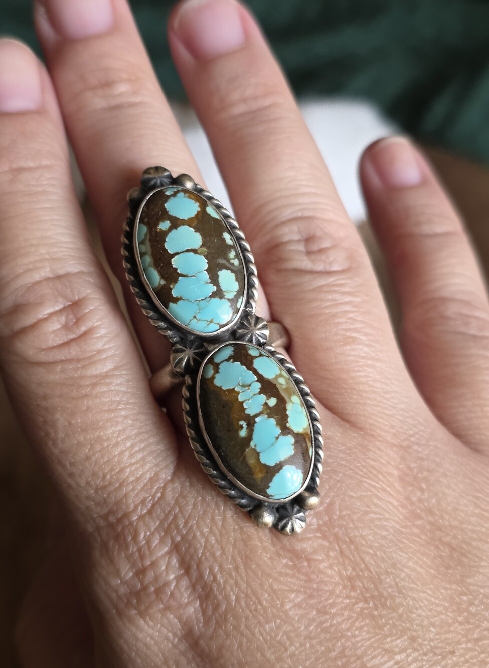 NAVAJO CANDELARIA TURQUOISE RING | Size 8 | Guc